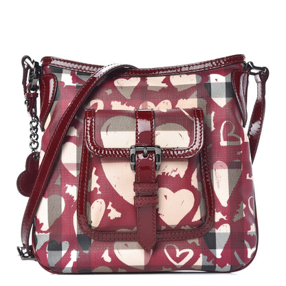 Burberry Nova Check Heart Crossbody Clutch Bag Berry Red 1 of 15