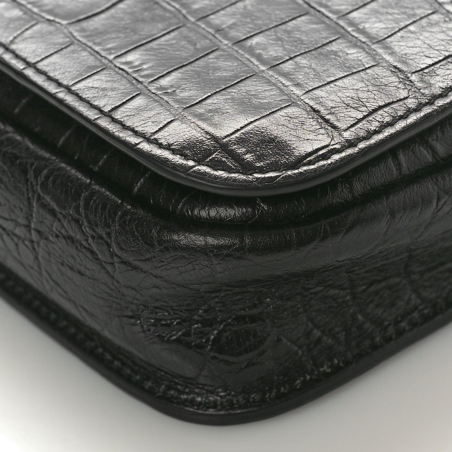 Saint Laurent Crocodile Embossed Toy Charlotte Messenger Bag Black 9 of 9