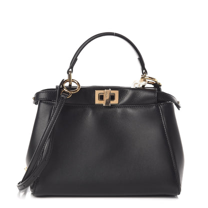 Fendi Nappa Mini Peekaboo Iconic Satchel Black 1 of 11