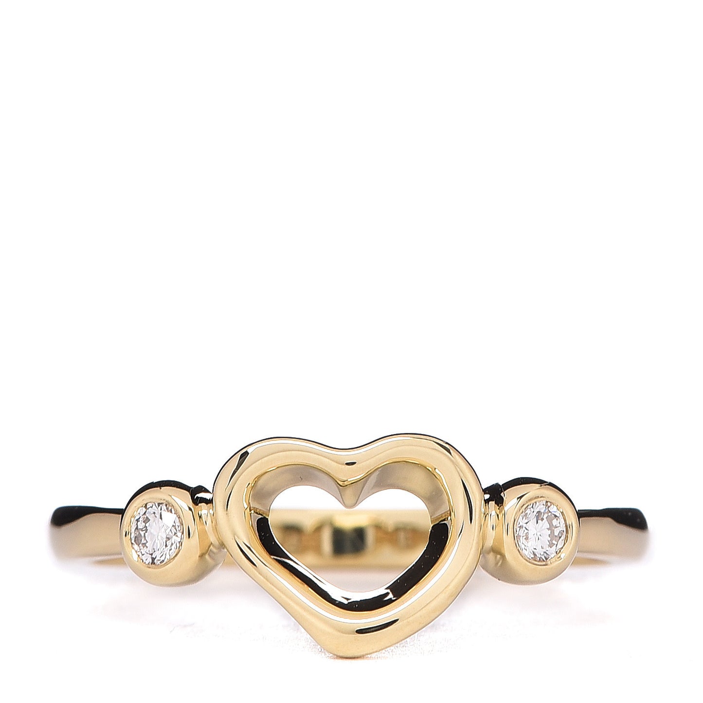18K Yellow Gold Diamond Mini Elsa Peretti Open Heart Ring 50 5.25