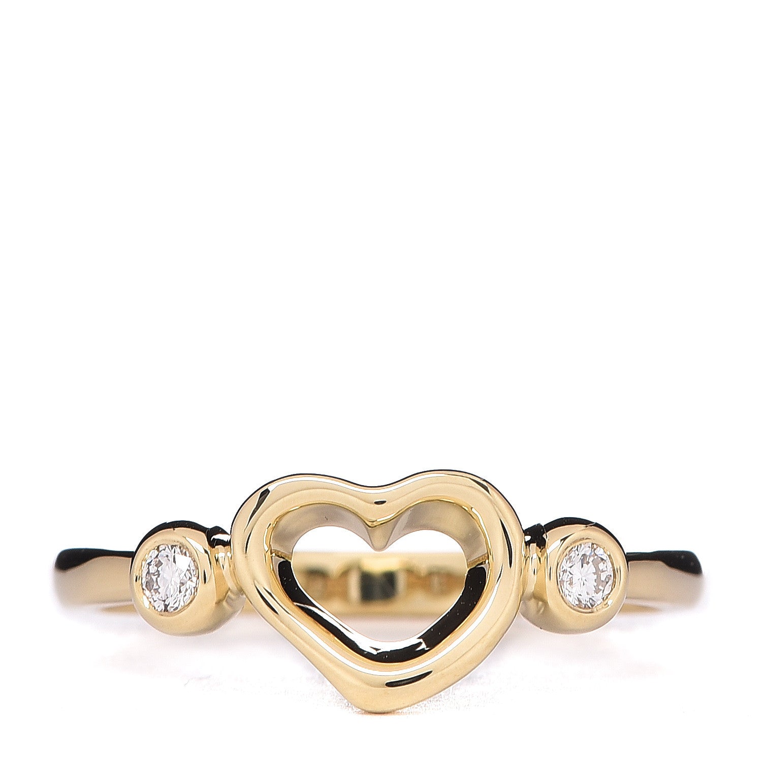 Tiffany 18K Yellow Gold Diamond Mini Elsa Peretti Open Heart Ring 50 5.25 1 of 7