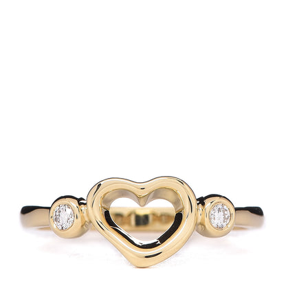 Tiffany 18K Yellow Gold Diamond Mini Elsa Peretti Open Heart Ring 50 5.25 1 of 7