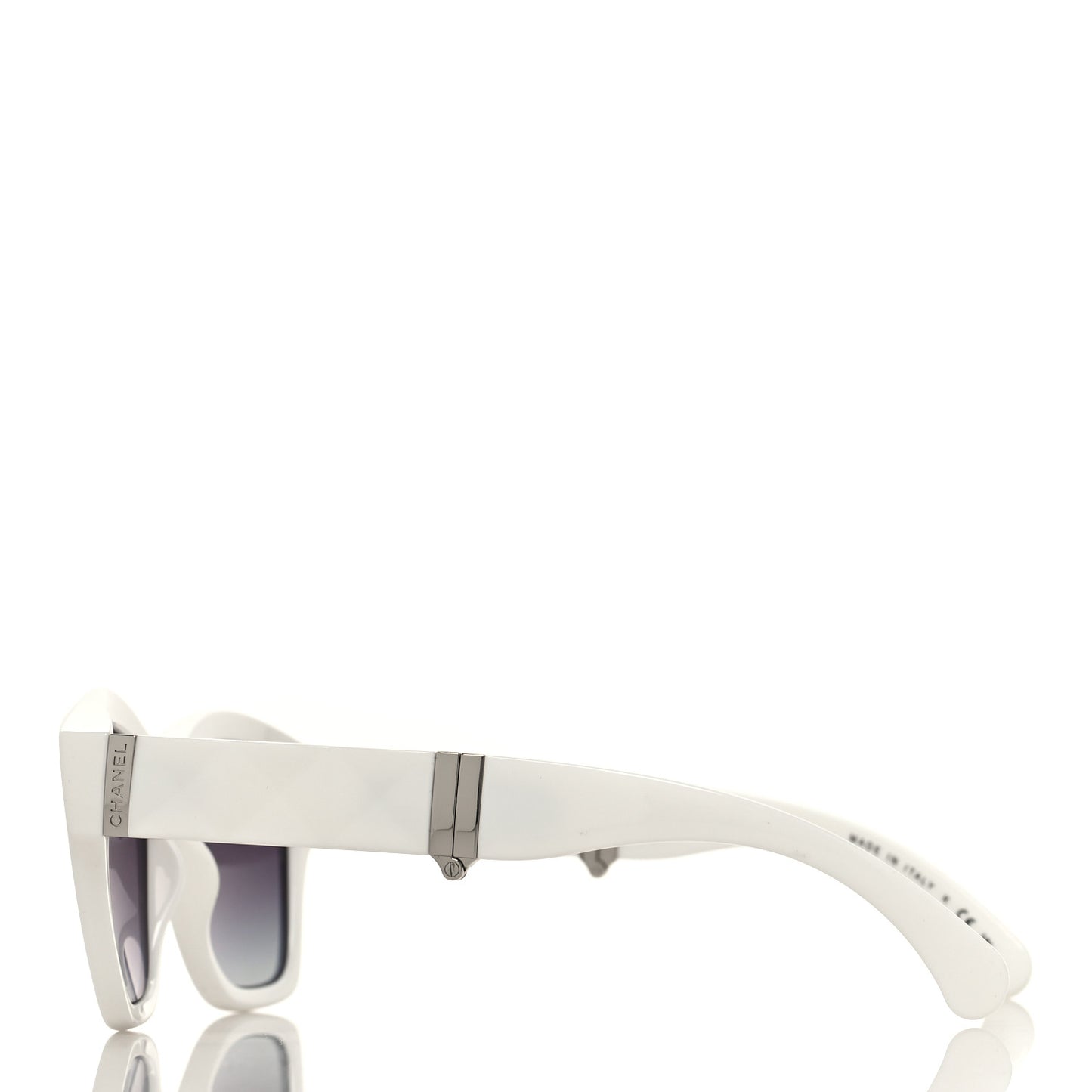 Acetate Metal Square Folding Sunglasses 6055-B White