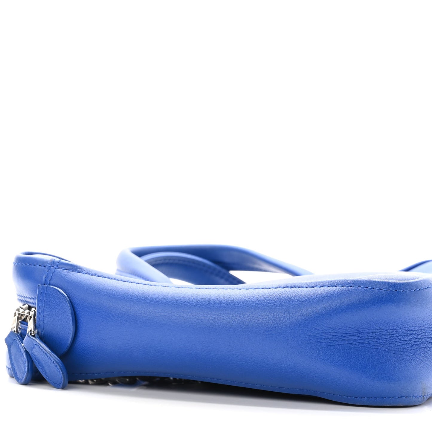 Shiny Day Calfskin Logo XS Triangle Chain Duffle Bleu Roi White