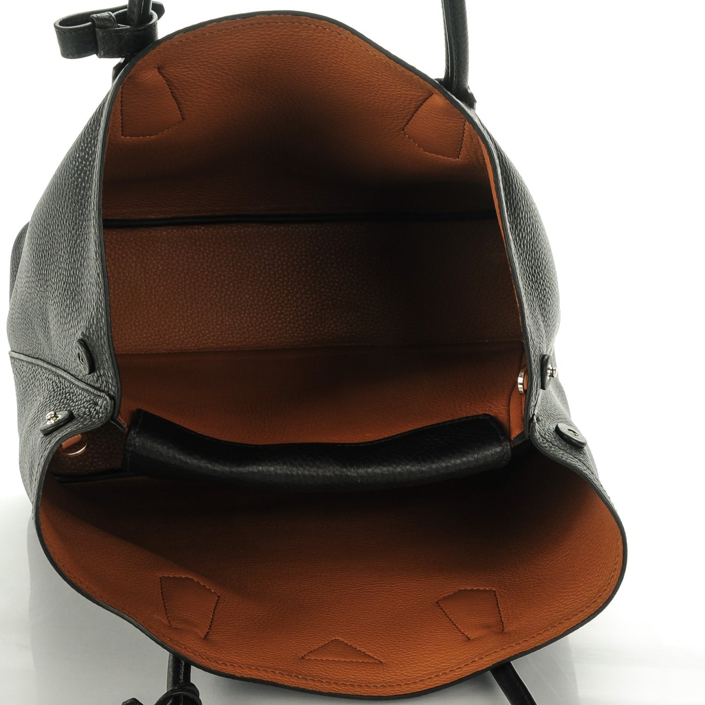 Vitello Daino Medium Double Tote Black Cuoio