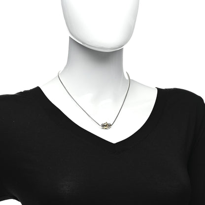 David Yurman Sterling Silver 18K Yellow Gold Crossover Single Station Pendant Necklace 2 of 4
