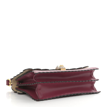 Fendi Vitello Liberty Scalloped Studded Kan I Shoulder Bag Black Cherry 4 of 11