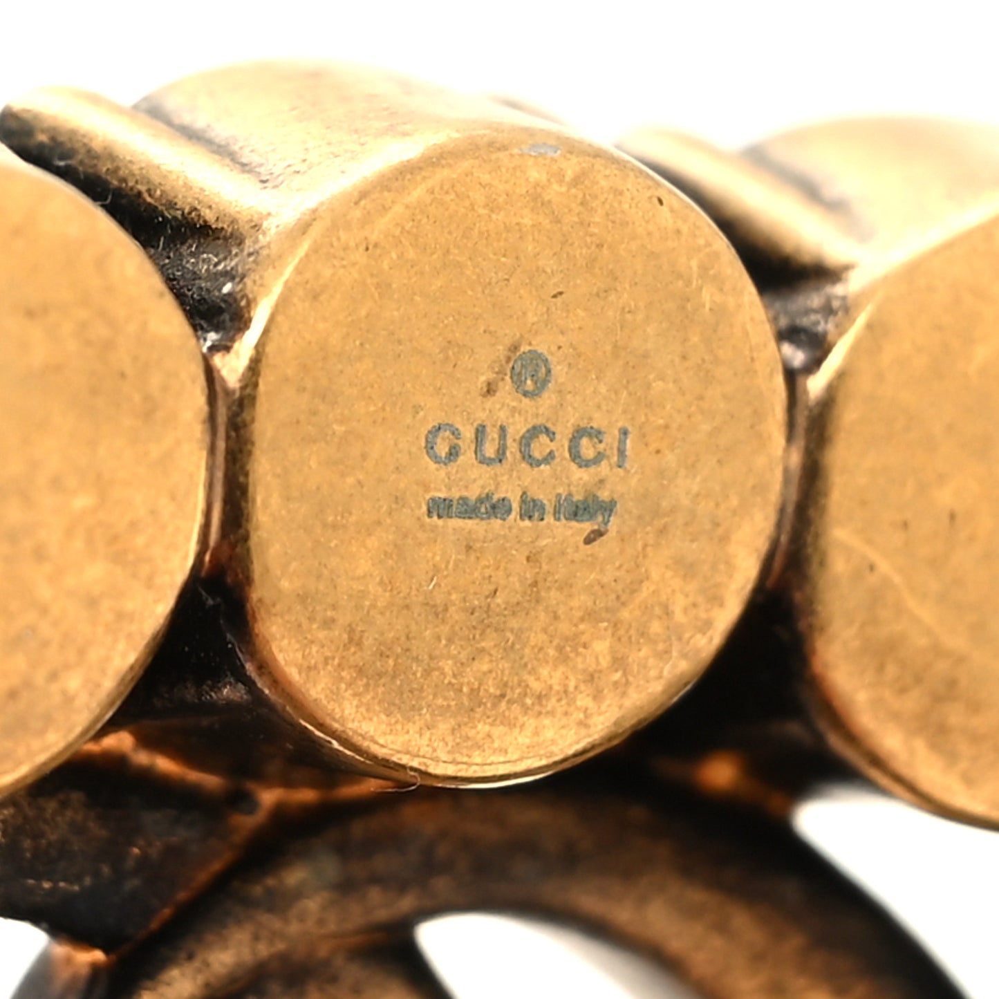 Metal Crystal Double G Brooch Aged Gold
