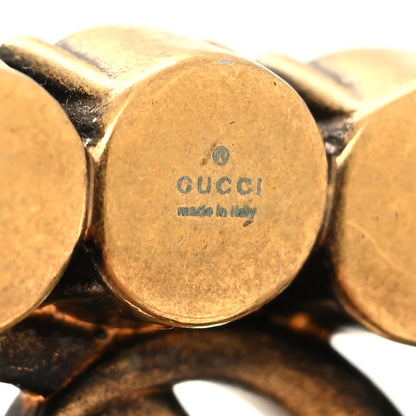 Gucci Metal Crystal Double G Brooch Aged Gold 3 of 3