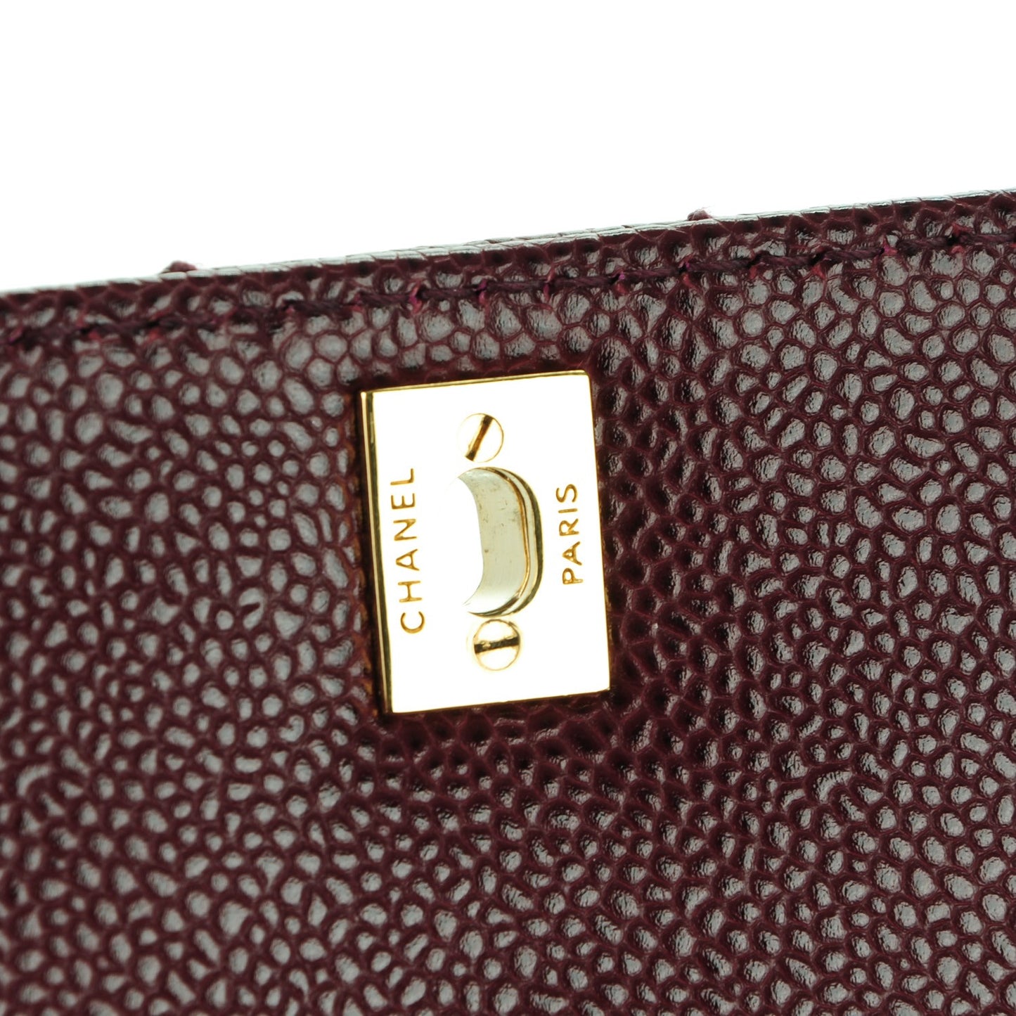 Caviar Square Stitched Medium Flap Burgundy