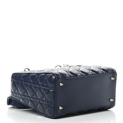 Christian Dior Lambskin Cannage Medium Lady Dior Navy Blue 4 of 10