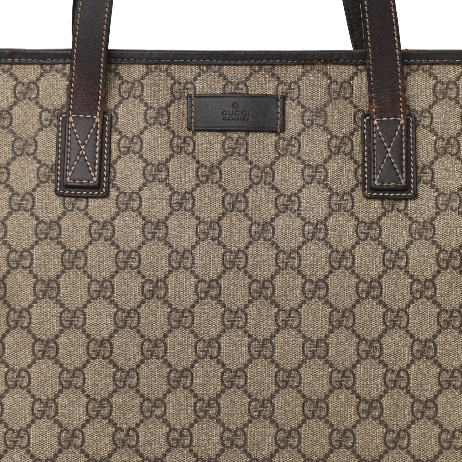 Gucci GG Supreme Monogram Medium Zippered Shopping Tote Dark Brown 8 of 14