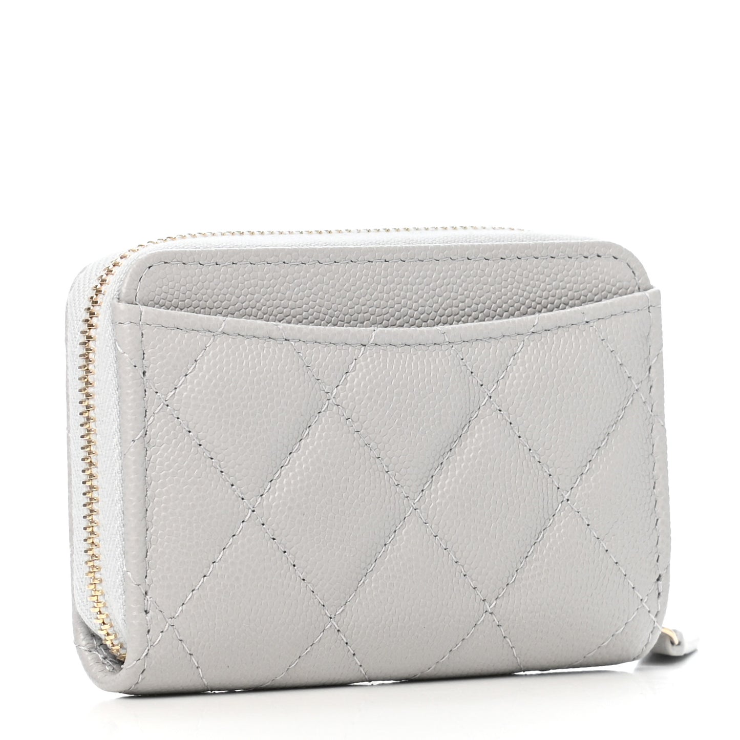 Caviar Quilted Zip Coin Purse Grey