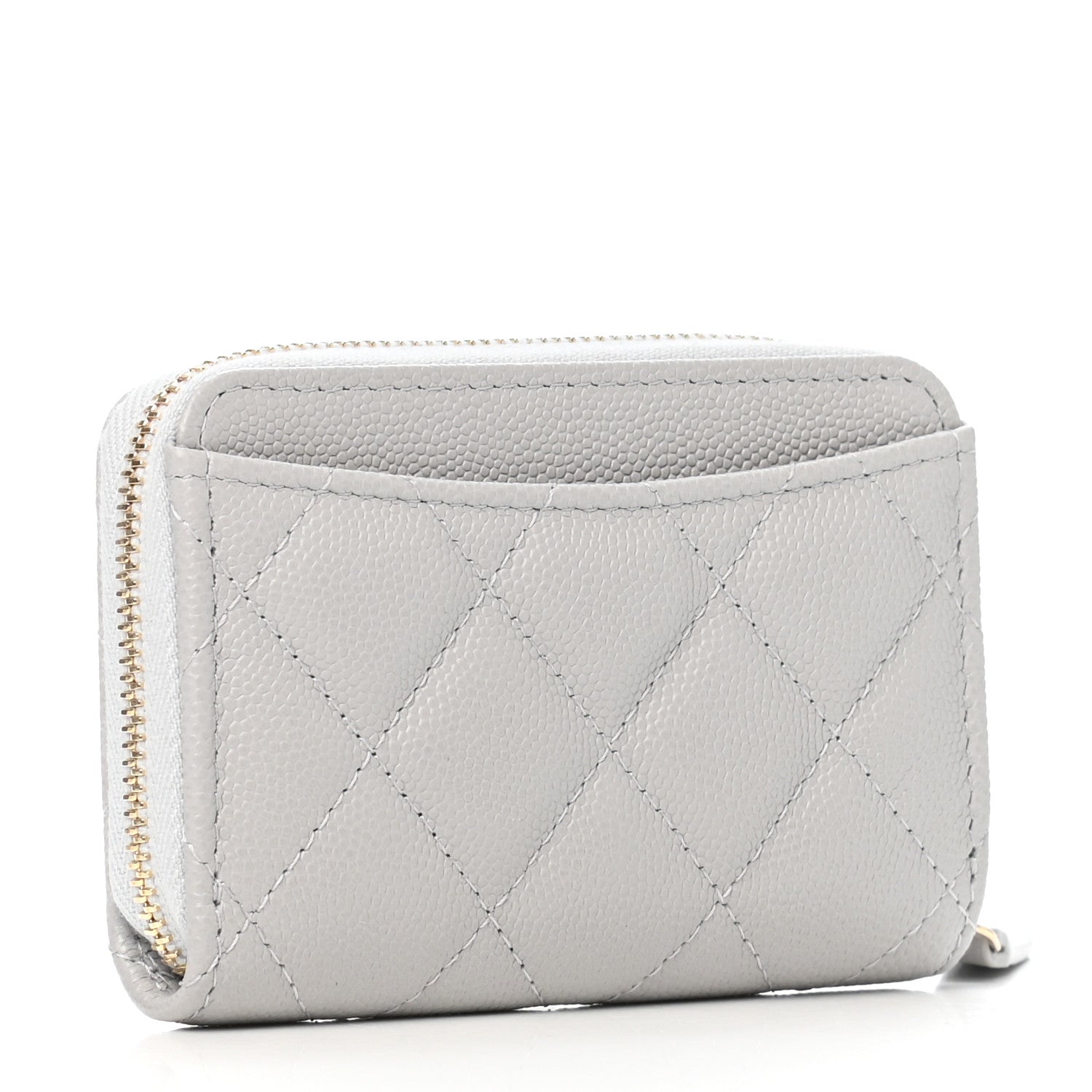 Chanel Caviar Quilted Zip Coin Purse Grey 3 of 8