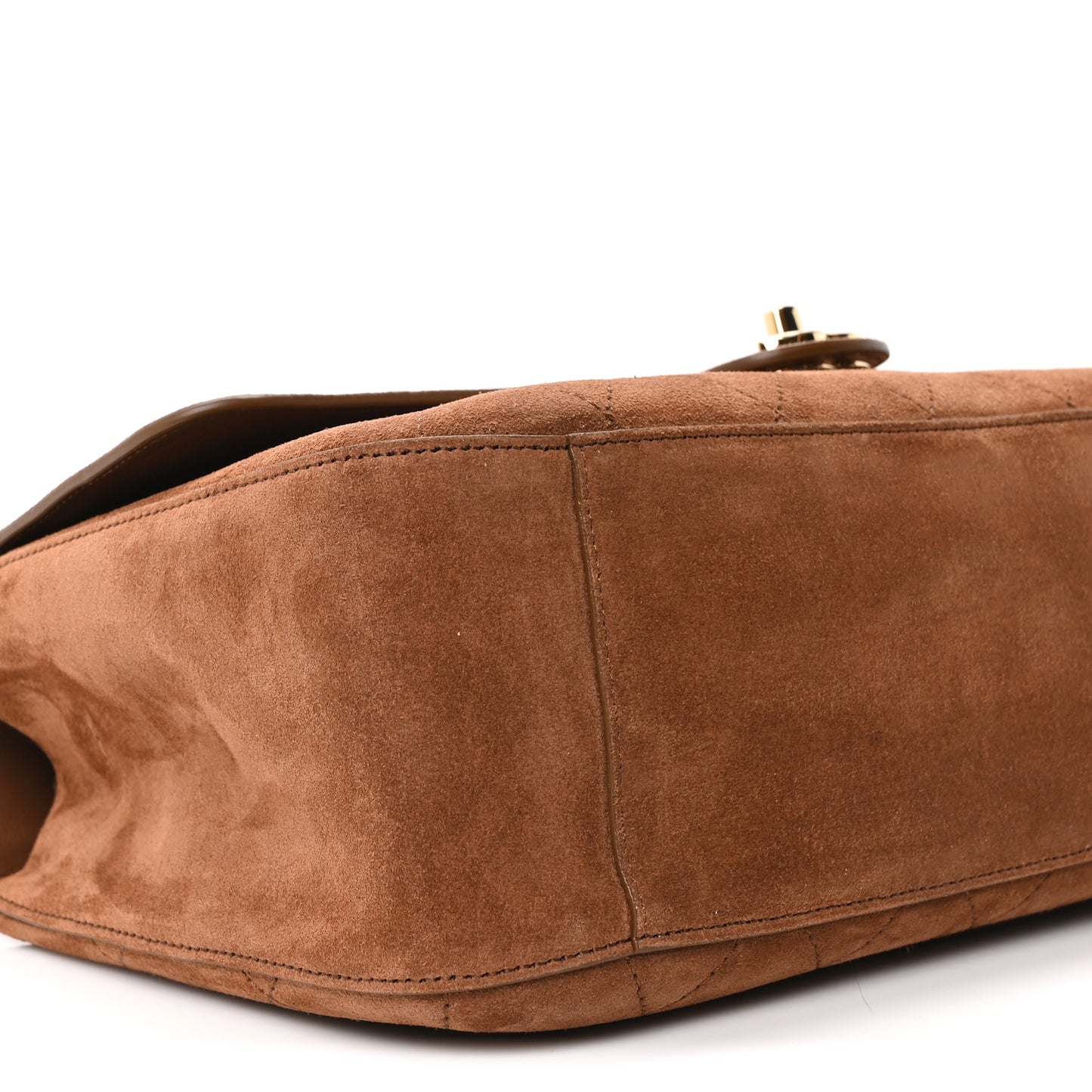 Suede Calfskin Small Souplissimo Maxi Flap Camel