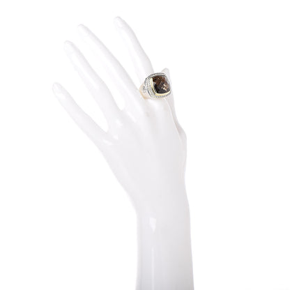 David Yurman Sterling Silver 18K Yellow Gold Diamond Smoky Quartz 14mm Albion Statement Ring 55 7.5 2 of 5