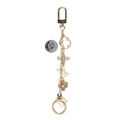 Louis Vuitton Brass Enamel Fleur De Monogram Bag Charm Chain Gold 2 of 4