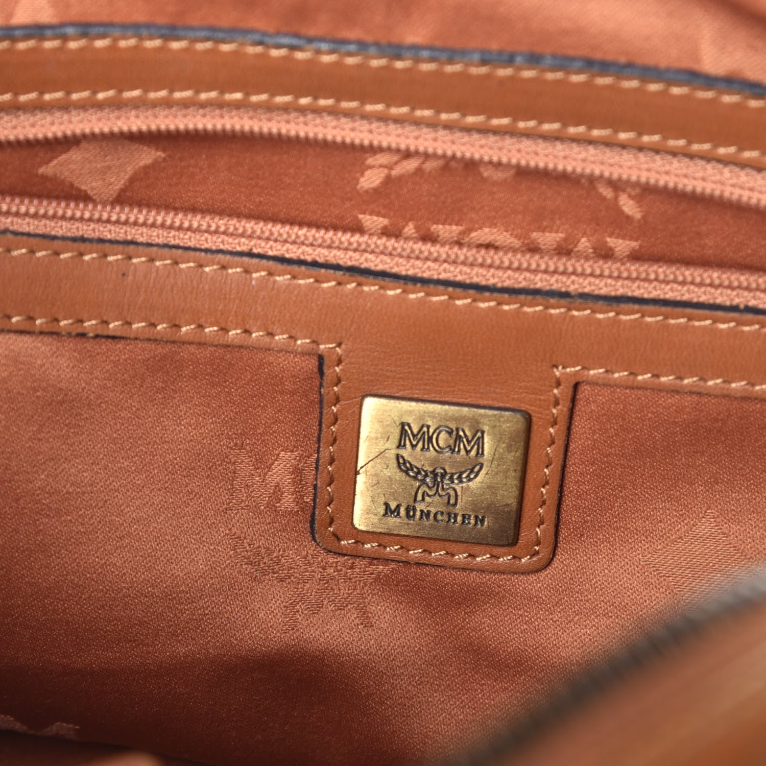 MCM Visetos Small Boston Bag Cognac 6 of 9