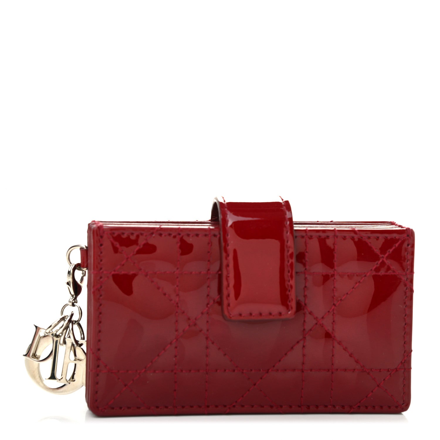 Christian Dior Patent Cannage Lady Dior 5-Gusset Card Holder Scarlet 1 of 7