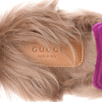 Gucci Velvet Fur Womens Princetown Slippers 37 Fucsia Violet Cyclamen Natural 7 of 8