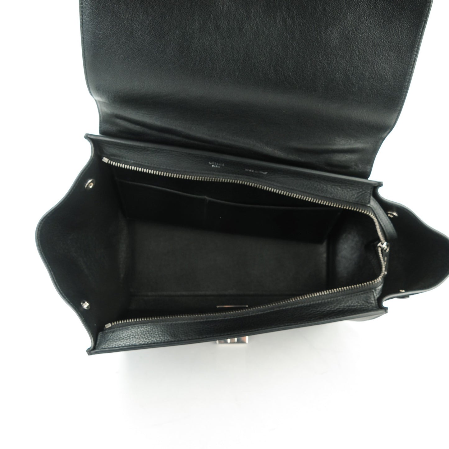 Drummed Calfskin Suede Small Trapeze Black