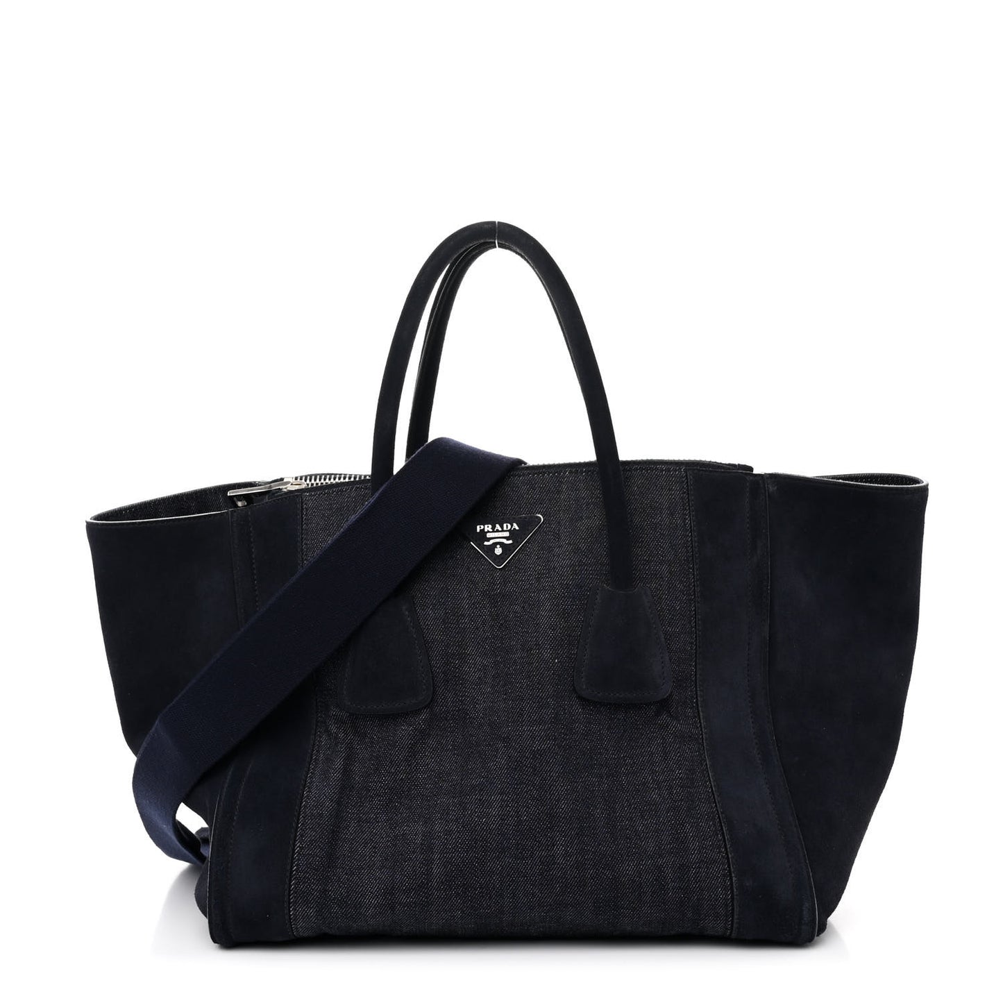 Denim Suede Scamosciato Twin Pocket Tote Bleu