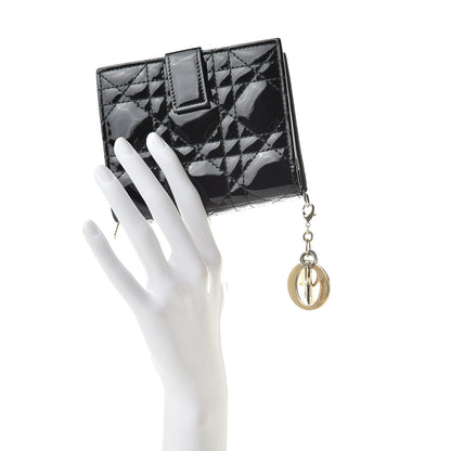 Christian Dior Patent Cannage Lady Dior Eden Wallet Black 2 of 10
