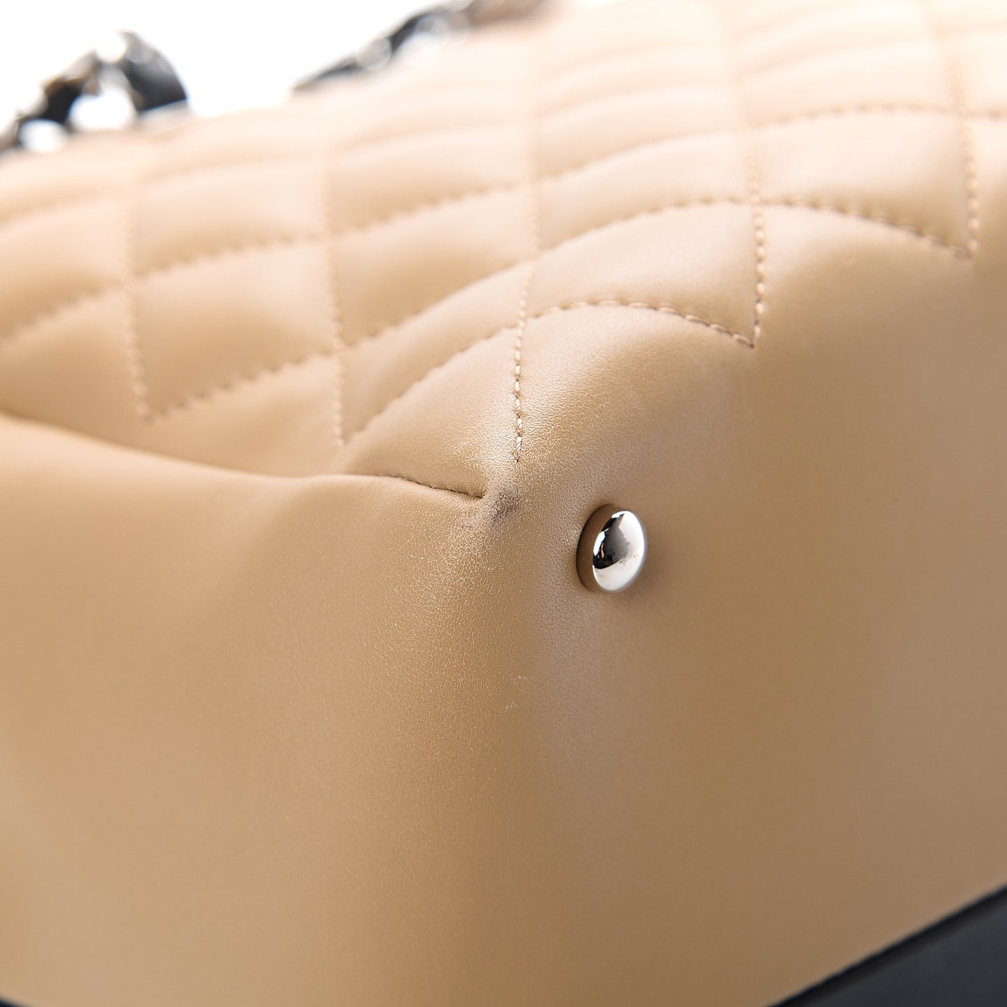 Calfskin Quilted Feather Weight Bowling Bag Black Beige