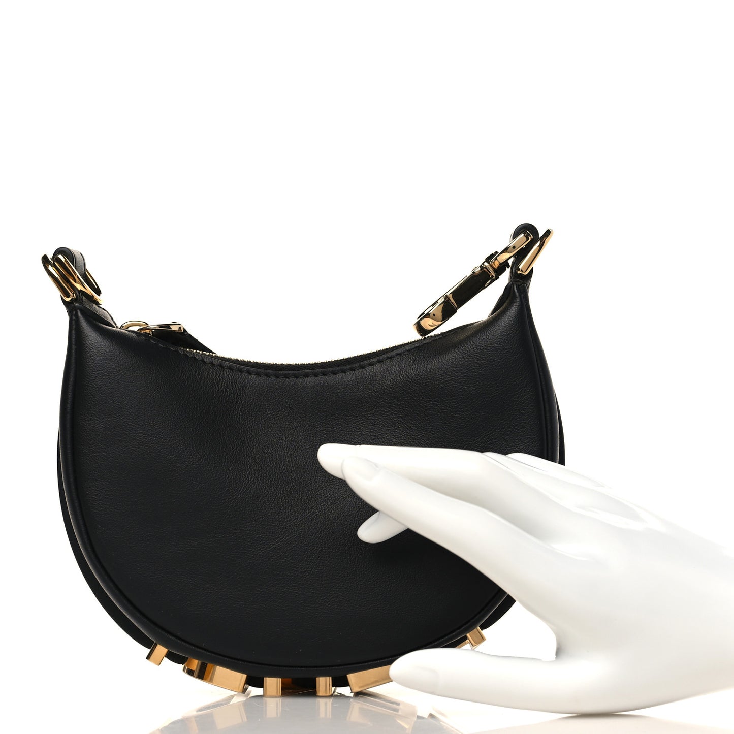 Vitello Grace Matte Nano Fendigraphy Hobo Charm Black