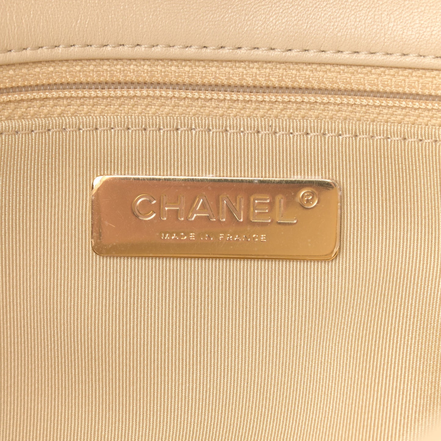 Lambskin Quilted Large Chanel 19 Flap Beige
