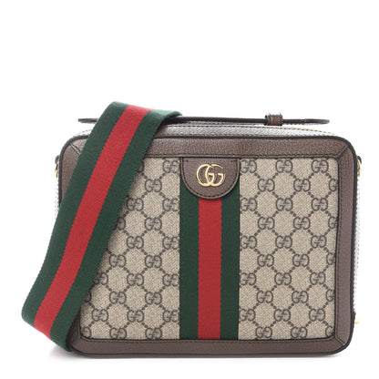Gucci GG Supreme Monogram Web Small Ophidia Top Handle Shoulder Bag Brown 1 of 10