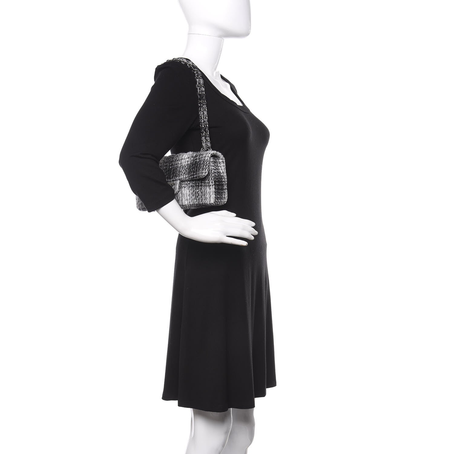 Chanel Tweed East West Flap Black White 2 of 9