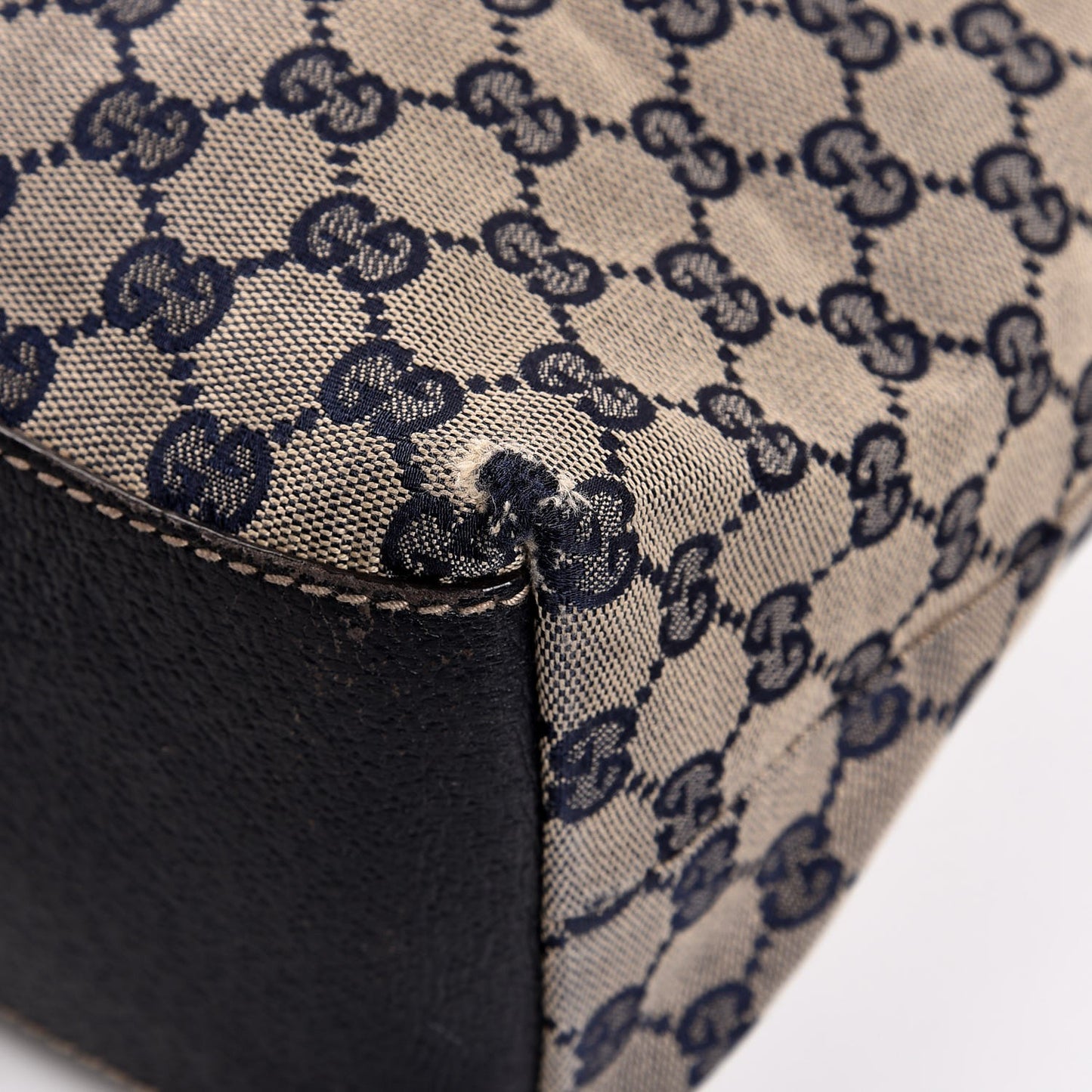 GG Monogram Large Web Handle Vertical Tote Dark Navy