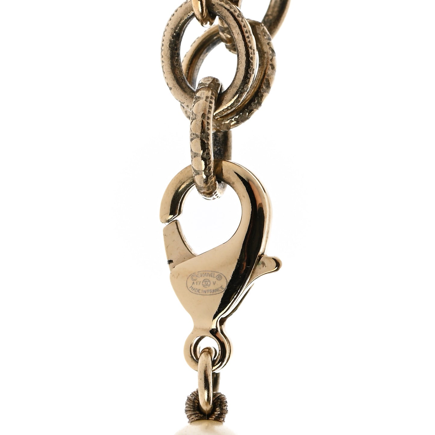 Graduated Pearl Crystal CC Bracelet Gold