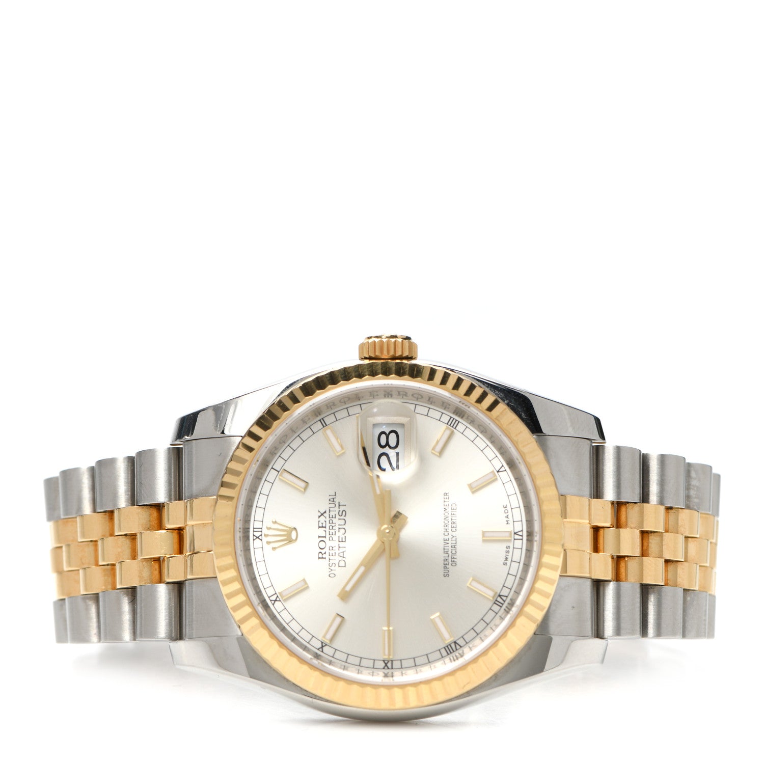 Rolex Stainless Steel 18K Yellow Gold 36mm Oyster Perpetual Datejust Watch Silver 116233 2 of 5