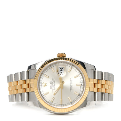 Rolex Stainless Steel 18K Yellow Gold 36mm Oyster Perpetual Datejust Watch Silver 116233 2 of 5