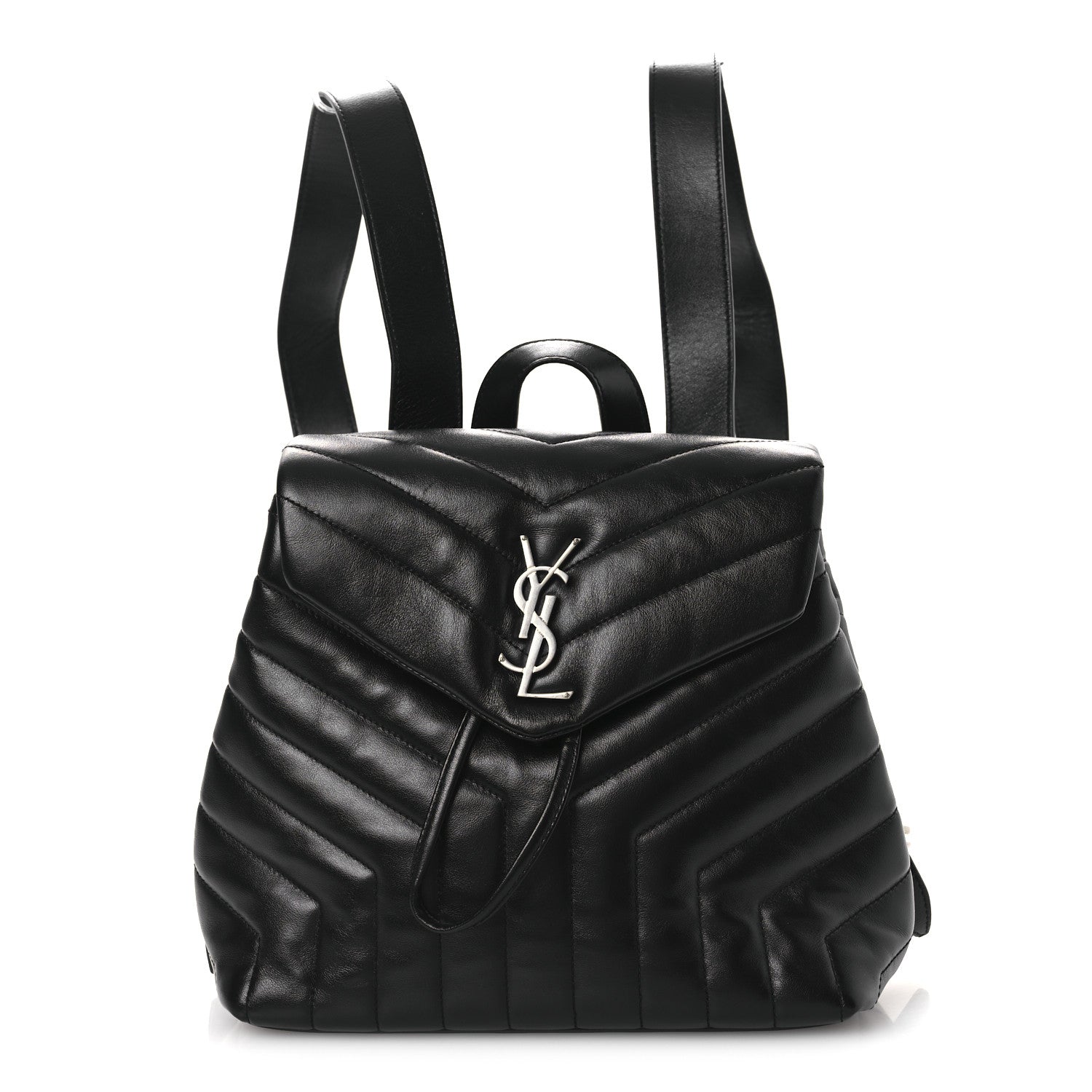 Saint Laurent Calfskin Y Quilted Monogram Small Loulou Backpack Black 1 of 10
