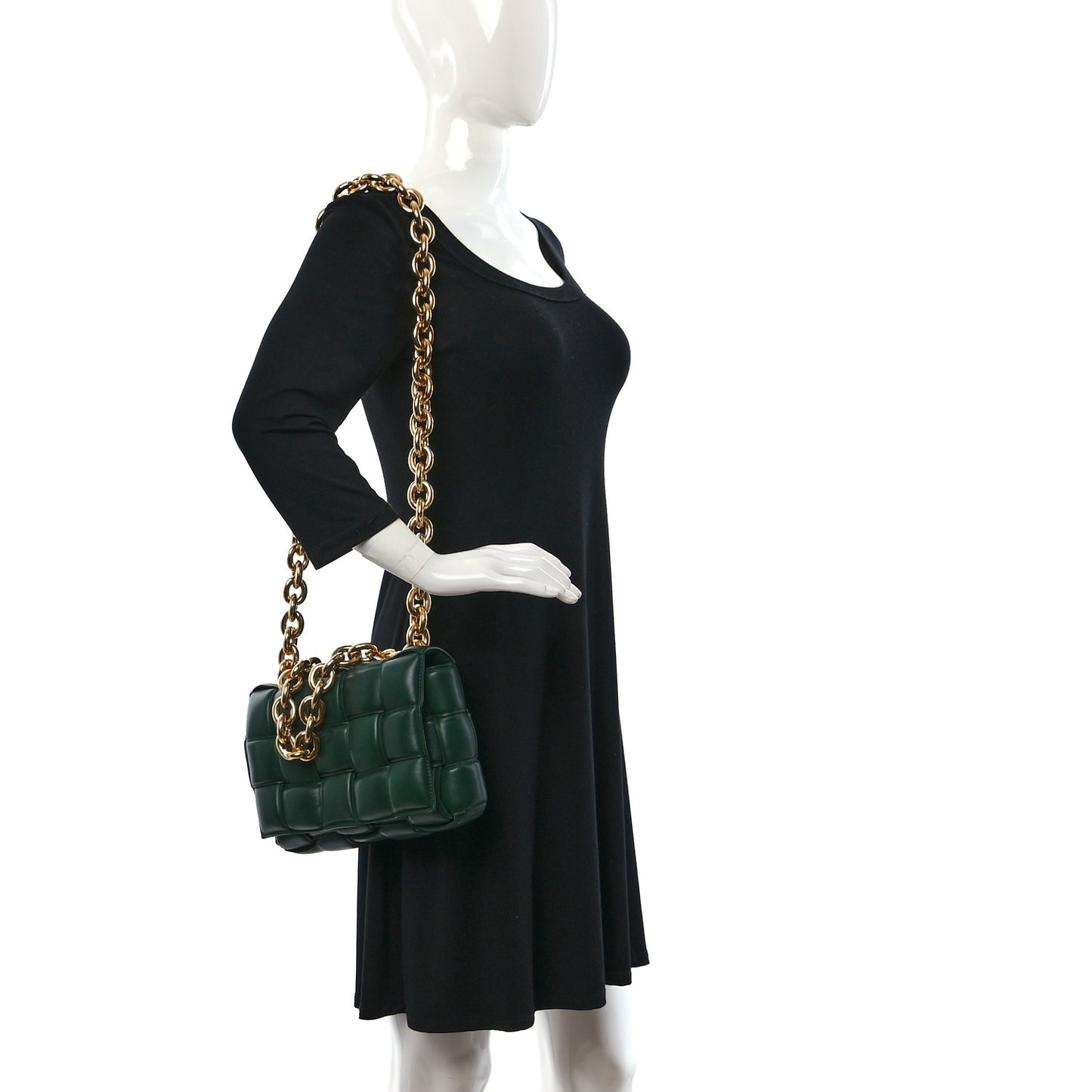 Lambskin Maxi Intreccio Padded Chain Cassette Crossbody Bag Raintree