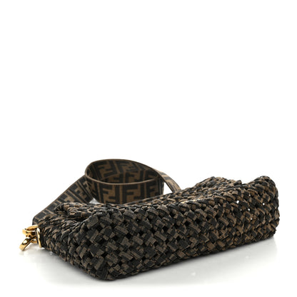 Fendi Fabric Jacquard FF 1974 Woven Knotted Baguette Tobacco Moro 4 of 9
