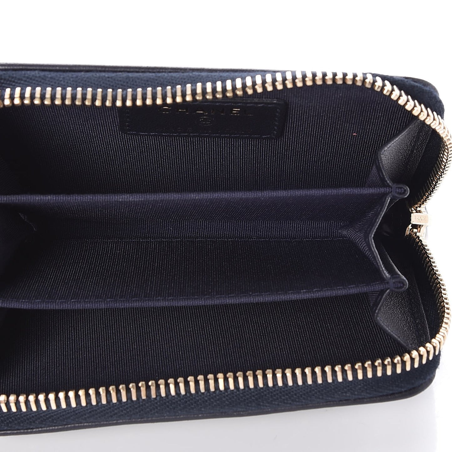 Lambskin Studded Zip Around Coin Purse Wallet Dark Navy