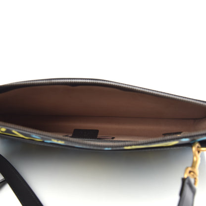 Gucci Calfskin GucciGhost Print GG Messenger Bag Black New Acquamarine 4 of 9