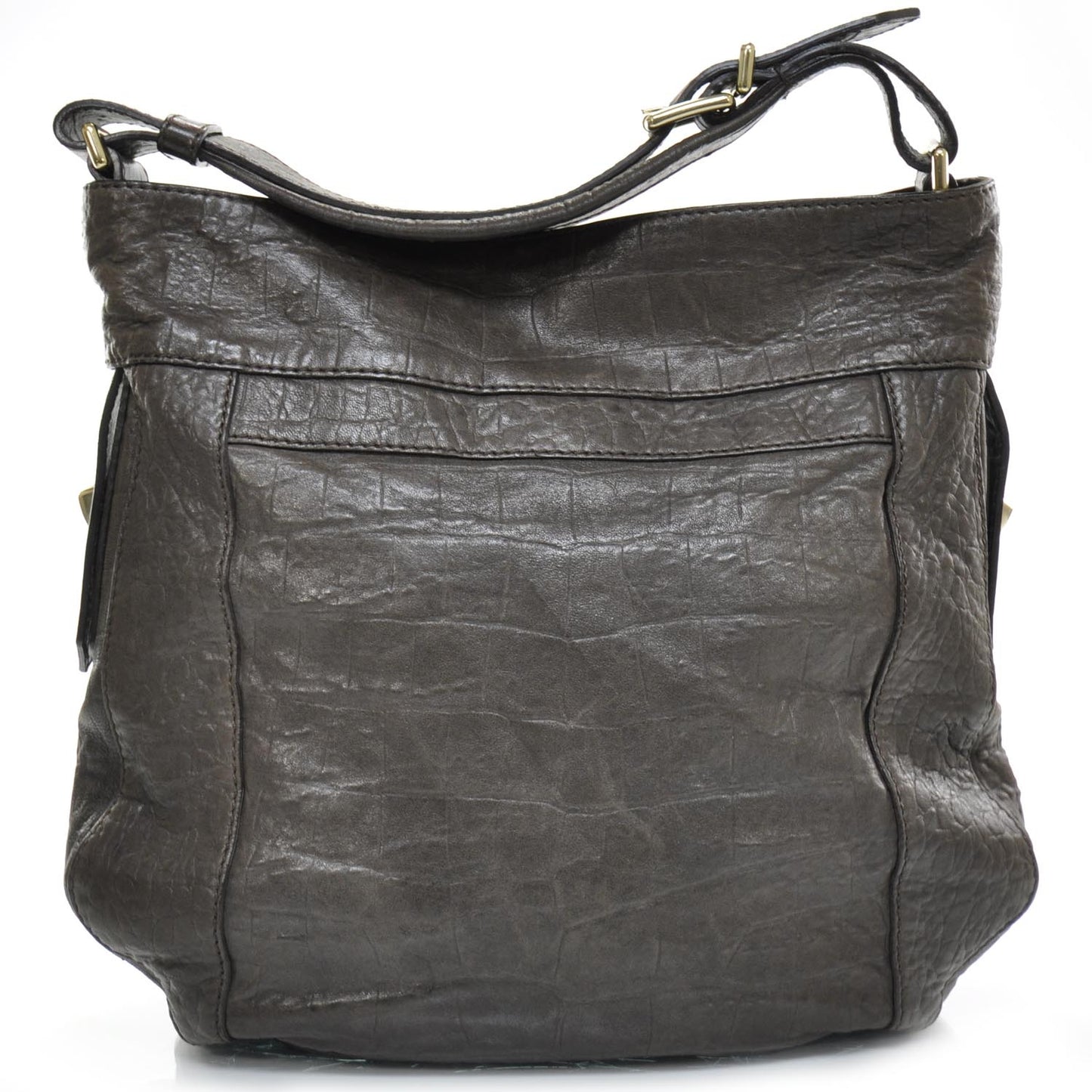 Calfskin Crocodile Embossed Eden Hobo Brown