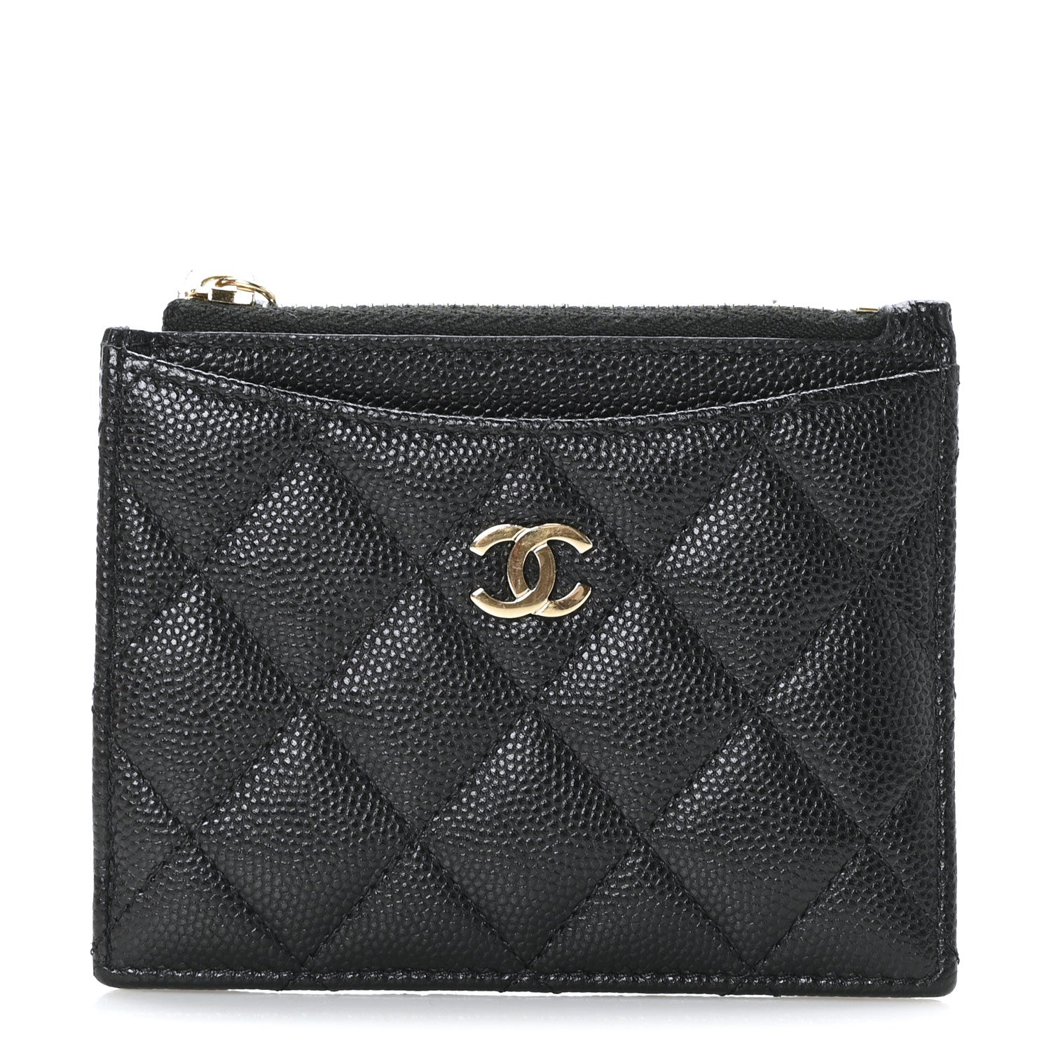 Chanel Iridescent Caviar Quilted CC Zip Card Holder Black 1 of 8