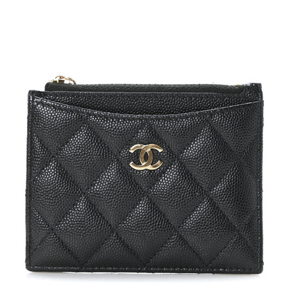 Chanel Iridescent Caviar Quilted CC Zip Card Holder Black 1 of 8