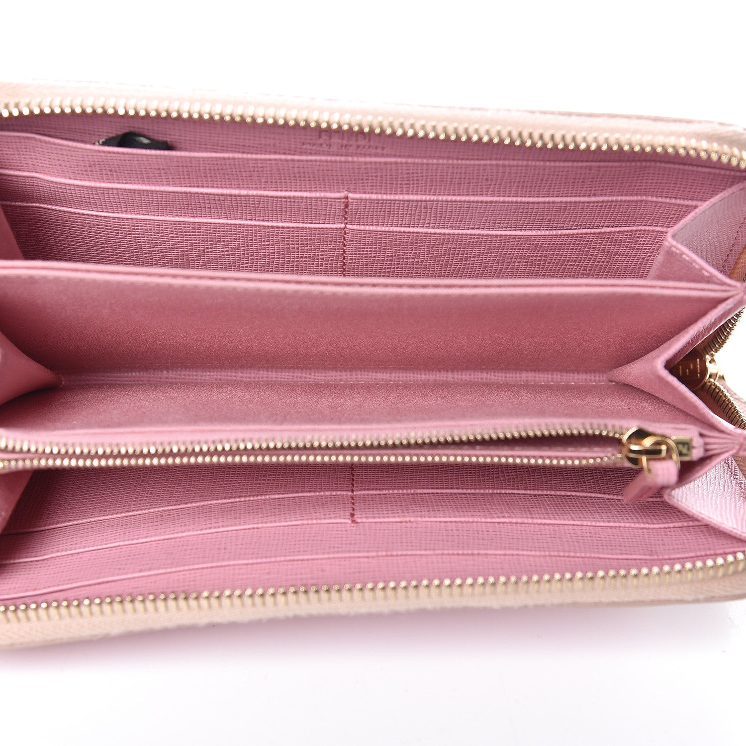 Fendi Vitello Elite QuTweet Studded Zip Around Wallet Pink 5 of 6