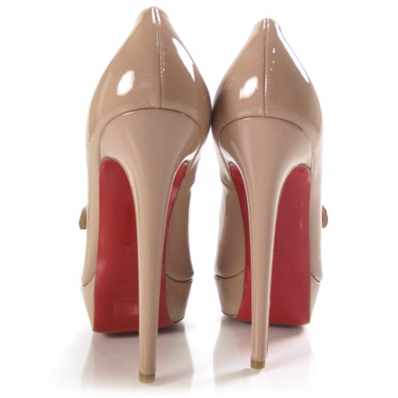 Christian Louboutin Patent Bibibop 140 Pumps 38.5 Nude 3 of 6