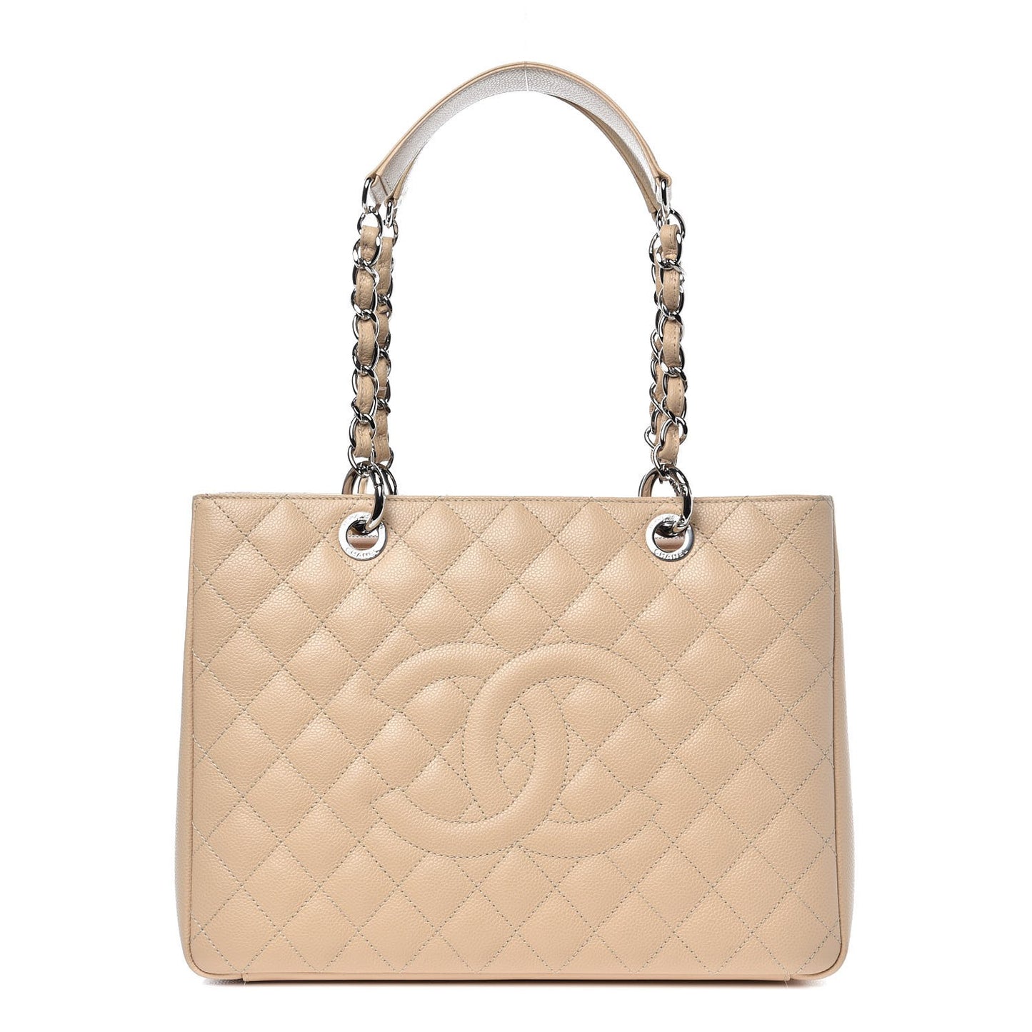 Caviar Quilted Grand Shopping Tote GST Beige Clair