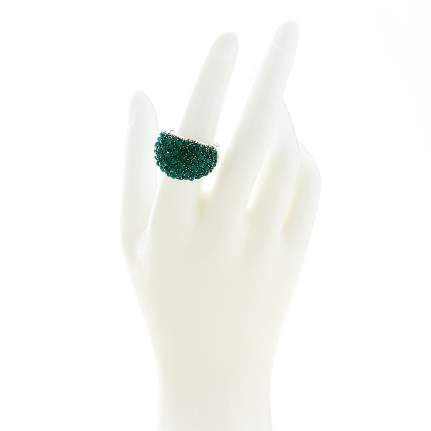 Sterling Silver Diamond Green Onyx Cable Berries Dome Ring 54 7