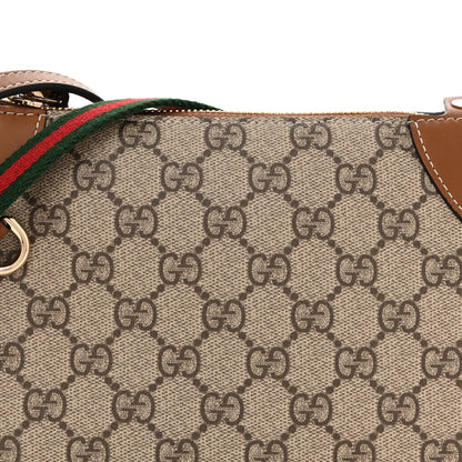Gucci GG Supreme Monogram Textured Calfskin Small Emblem Shoulder Bag Beige Dark Brown 8 of 12