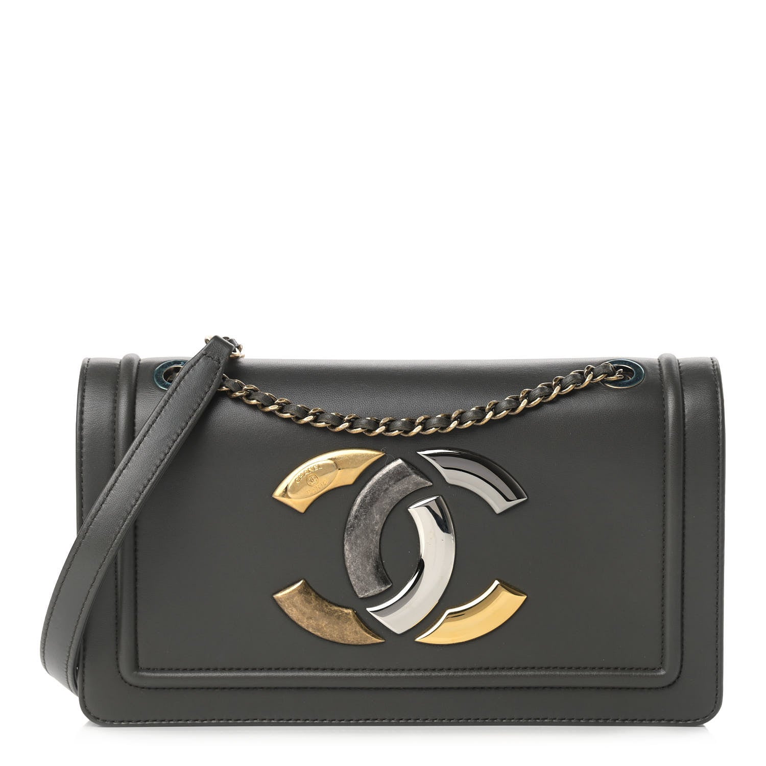 Chanel Lambskin CC Antico Flap Dark Khaki 1 of 11